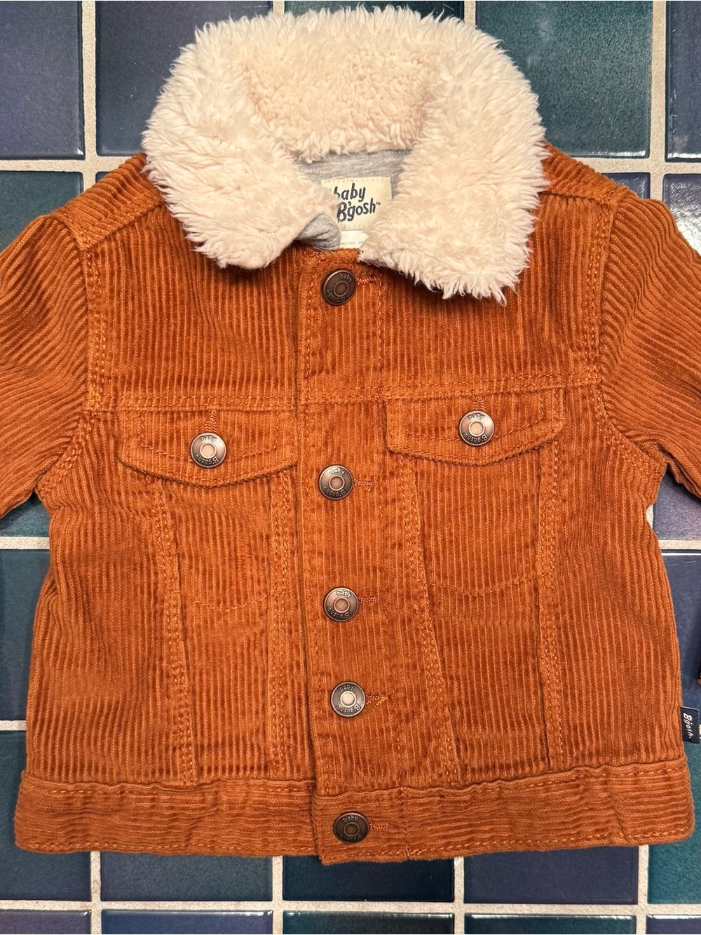B’gosh Kids' Corduroy Jacket with Sherpa Collar - Rust